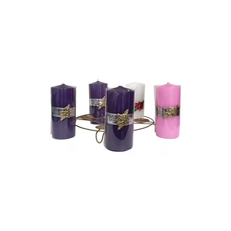 Velas de adviento + porta velas de aluminio