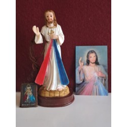 Kit Señor de la Misericordia bulto 15 cm + estampas + escapulario