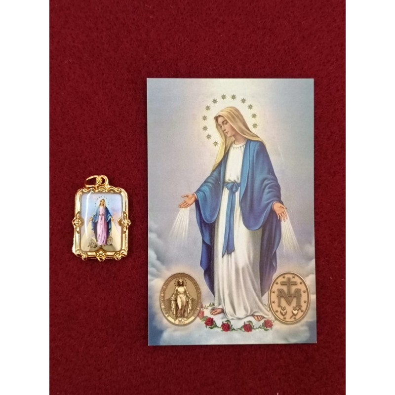 Pack 5 Medallas Virgen Milagrosa con estampa